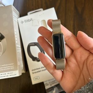Luxe Fitbit with additional Fitbit gold stainless steel band